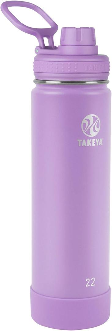 Takeya Actives Water Bottle with Spout Lid - Bottle with Double Stainless Steel Insulation - Dishwasher Safe & BPA-Free - Bottle with Spout Lid & Removable Bumper - 22 oz, Lilac