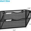 Marbrasse Wall File Holder 2-Tier Hanging Wall File Organizer, Mesh Mail Holder for Papers, Wall Mount File Clipboard & Magazine Organizer Great for Office Home (Black)
