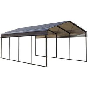 Carport Car Port Metal Canopy 12x20 ft Heavy Duty for Snow, Portable Garage Kit Shed Tent Shelter Metal Frame All Weather Outdoor for Boat with Anti-Leak Seam Taped, Black