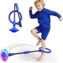 Ankle Skip Ball for Kids, Foldable Colorful Light Flash Wheel Skip Ball for Adults, Indoor Outdoor Game Toys for Kids Girls Boys, Gift for Girls, Boys Ages 5 6 7 8 9 10 11 12 Years Old, Blue