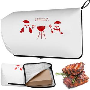 21 Inch Christmas BBQ Blanket for Resting Meat Christmas BBQ Brisket Smoker Meat Resting Bag Reusable Smoker Grilling Insulated Bag with Wide Mouth for Men Barbecue Lovers Xmas Gifts