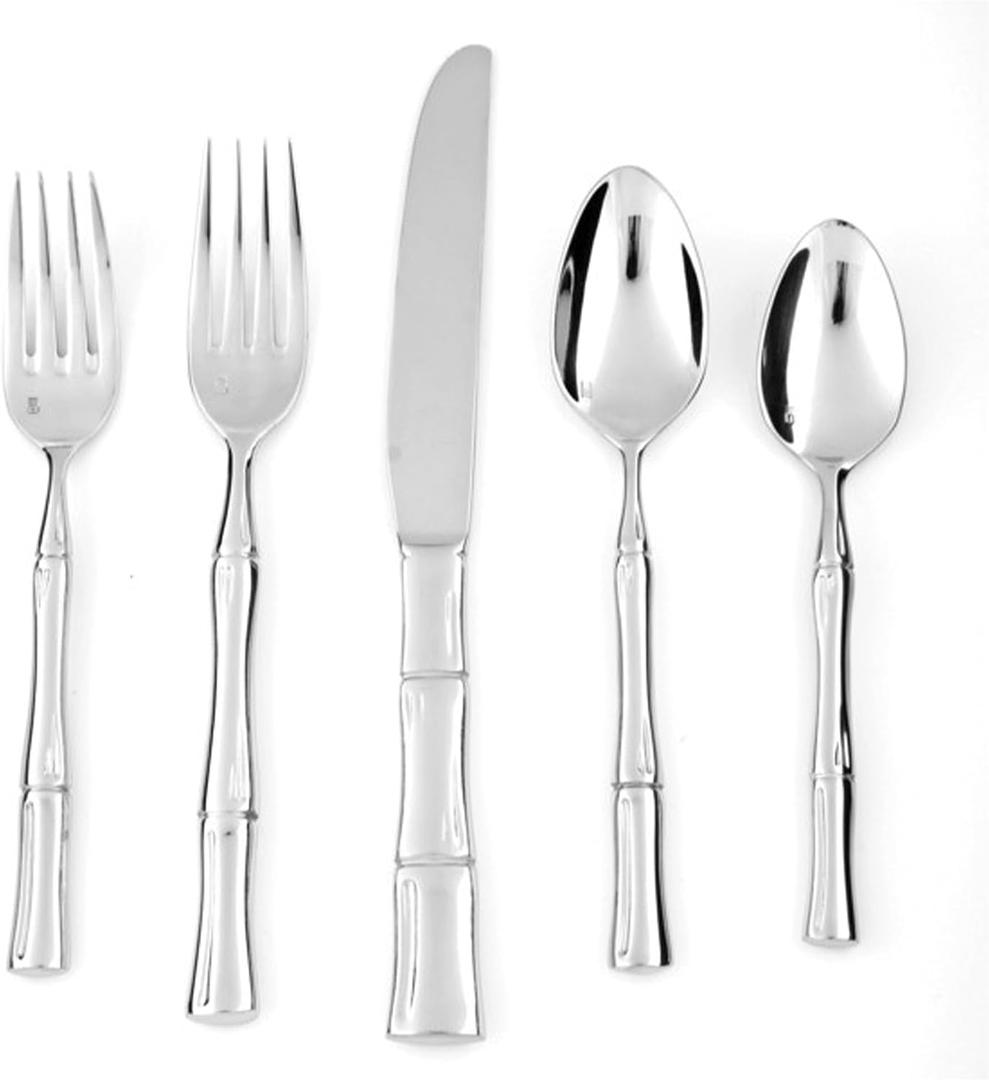 FORTESSA Royal Pacific 18/10 Stainless Steel Flatware, 20 Piece Place Setting With Table Knife, Forks and Spoons (Service For 4), Dishwasher Safe, Polished