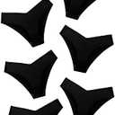 DEANGELMON Women Seamless Bikini Cheeky Underwear Invisible No Show Panties V-Waist Hipster Ladies Soft Stretch Multi Pack,5 pcs, Medium