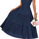 MEROKEETY Womens Summer Casual Midi Maxi Dress 2026 Beach Vacation Sleeveless Boho V Neck Cotton Modest Long Dresses Pockets