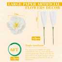 2 Pcs 5ft Large Paper White Poppy Flower Giant Artificial Poppies Standing Huge Handcrafted Poppy Flower Wicked Party Decoration for Summer Wedding Graduation Birthday Garden Hotel Office