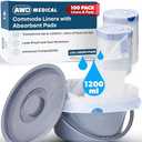Commode Liners with Absorbent Pads - Adults Commode Bag Compatible with Most Toilets - Portable Commode Liners with Gel Pads - Disposable Bedside Toilet Liner Bags for Adult Potty Chair - 100-Pack