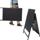 Pionites Heavy Duty Slide-in Folding A Frame Sign Sidewalk Sign 24x 36 Inch Steel Metal Double-Side Pavement sign Corrugated Plastic Poster (1, Black, 24''X36'''(Plastic Backing included))