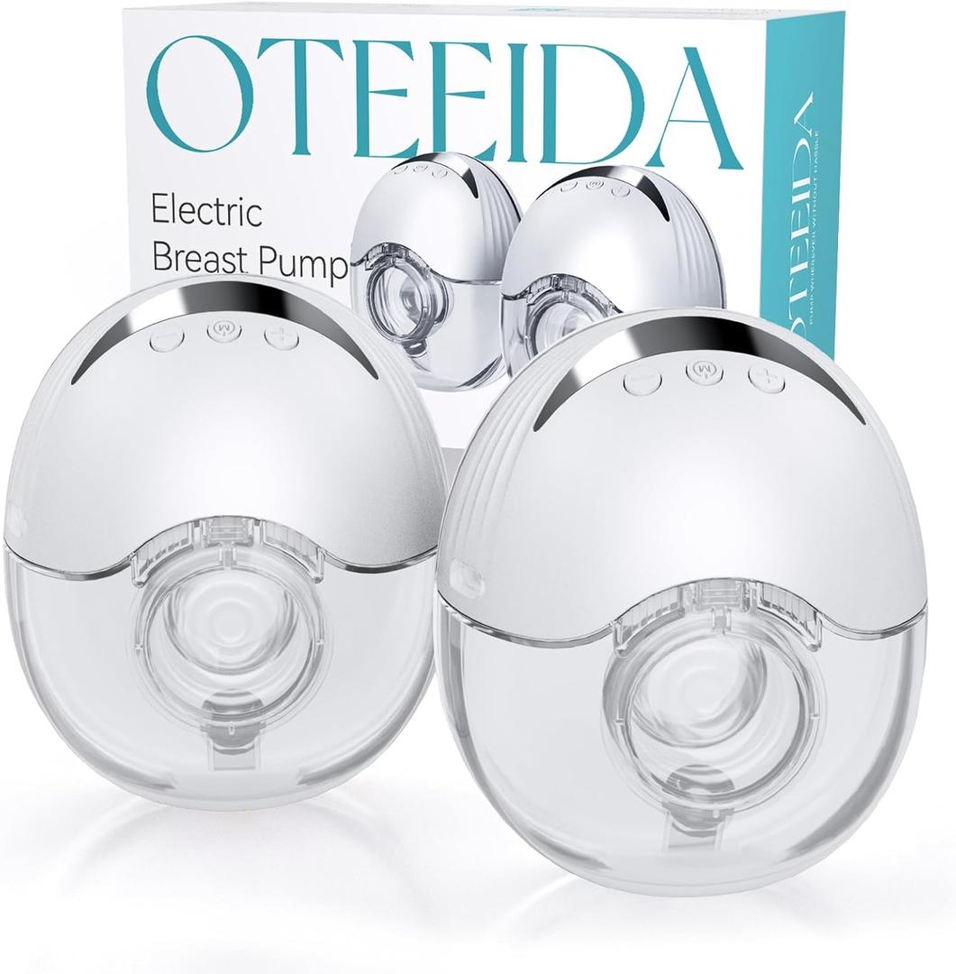 Hands Free Breast Pump Wearable MY-375 - Strong Suction, Low Noise, Wearable Breastfeeding Pump with 4 Mode &12 Levels, Portable Electric Breast Pump 24mm - 19/21/Insert/Flange, 2 Pack (White)