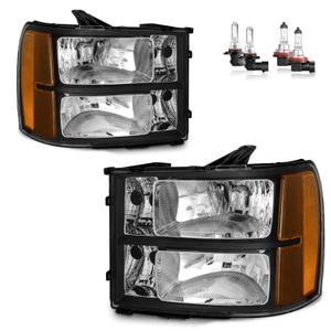 Headlights Assembly for 07-13 GMC Sierra 1500/07-14 Sierra 2500 HD 3500 HD Headlamp Replacement Black Housing Driver & Passenger Side