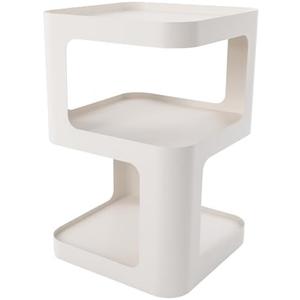 Small Side Table, Modern End Tables, White Metal Nightstand, Space-Saving Bedside Table with Storage Shelf, 3 Tier Night Stands, Couch Bed Side Furniture for Bedroom Living Room