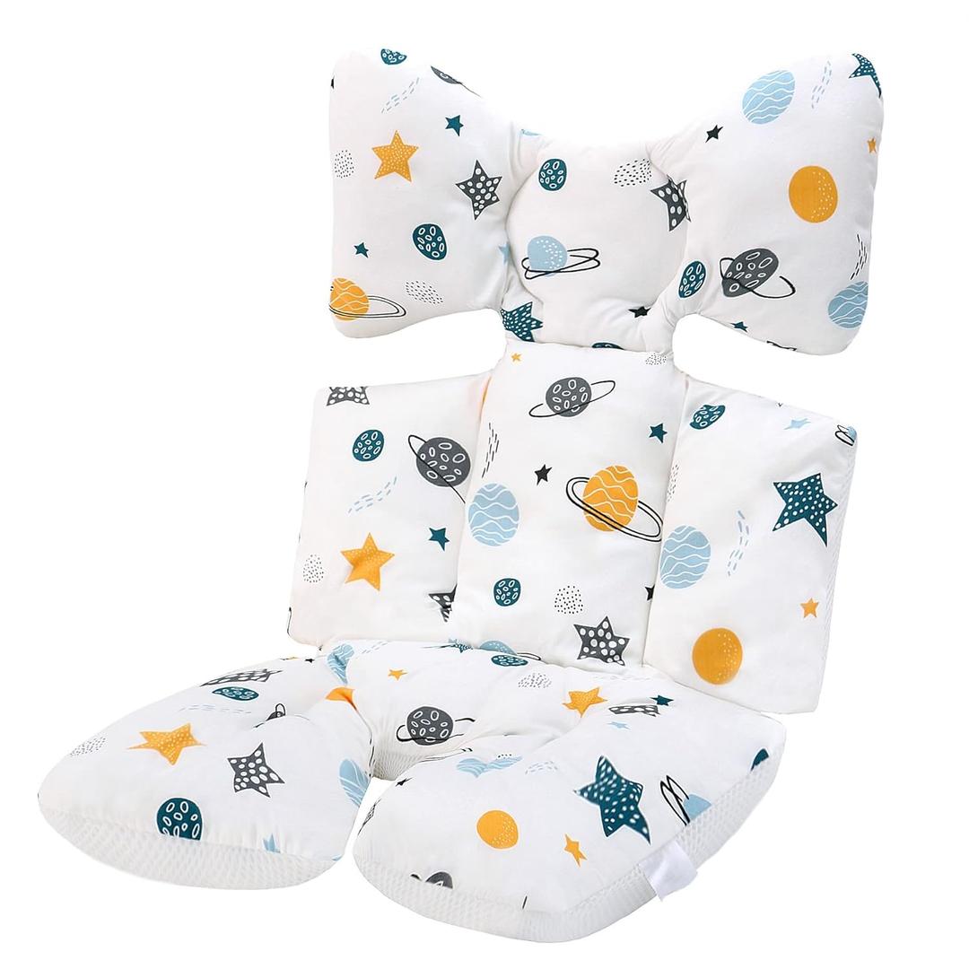 Baby Seat Pad Liner for StrollerSoft and Breathable3D Air Mesh Cotton Universal Baby Stroller Cushion (Planet White)