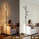 Mid Century Modern Floor Lamp, 5-Light Glass Globe Tall Standing Tree Lamp, Smoked Double-Glass Shades, 3 Color Temp G9 Bulbs Included, 1800LM Bright Corner Light for Living Room, Bedroom