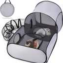 Pet Playpen with Surround Tunnel, Outdoor/Indoor Cat Playpen with Breathable Soft Sides，Tailtastic Cat Enclosure Tent for Small Animals, Portable Tent with Carry Bag (Medium)