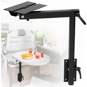 Aluminum Alloy Removable Table Leg RV, 360 Degree Rotation Laptop Table Leg, Height Adjustable Table Leg Bracket for RV Caravan Motorhome Yachts, Easy to Install, 60IBS (Black)