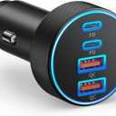 Car Charger USB C, 4-Port 90W Super Fast Charging Car Phone Charger Accessories Dual USB-C & USB-A Cargador Carro Cigarette Lighter Adapter for iPhone 17 16 15 14 13 12, iPad, Galaxy, Tablet, Android