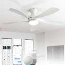 Sofucor Smart 52'' Low Profile Ceiling Fan with Lights and Remote, Flush Mount Ceiling Fan Work with APP/Alexa/Google for Modern Bedroom Living Room Patio, Dimmable LED Quiet Reversible DC Motor