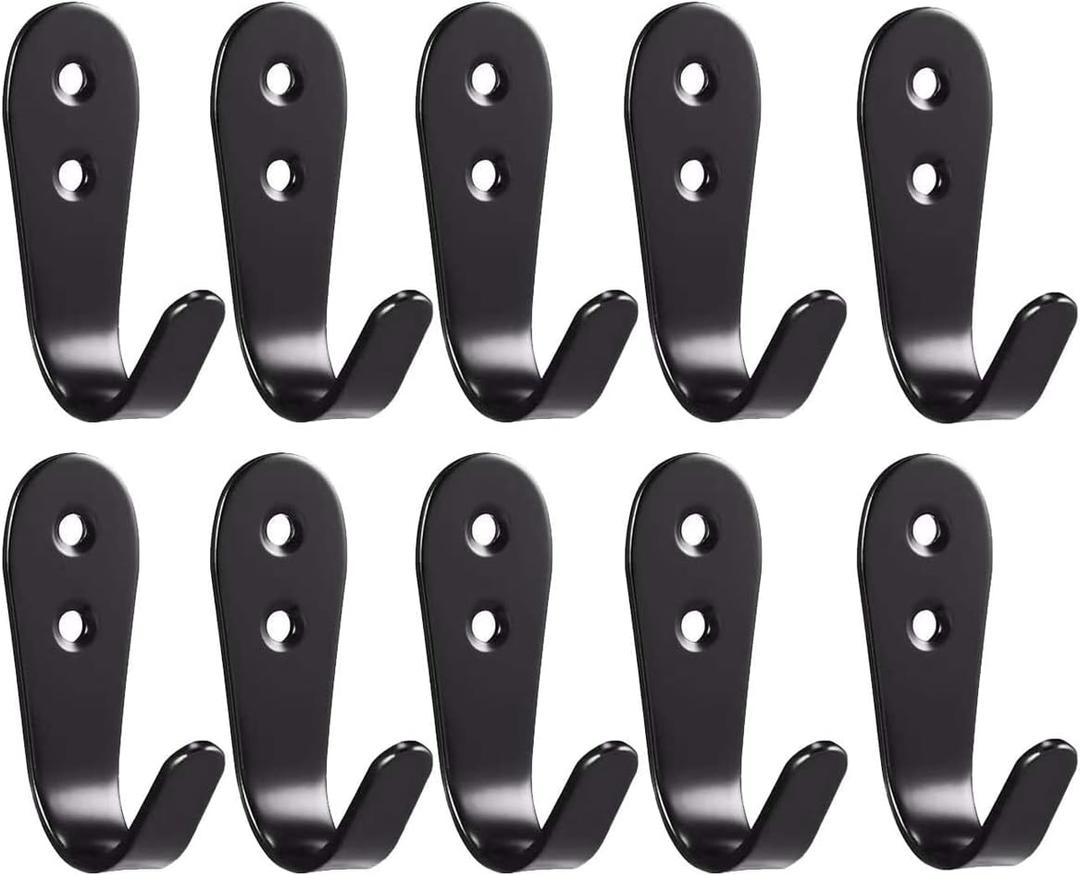 Deezio Heavy Duty Wall Hooks,Stainless Steel Screw On Hooks for Hanging Coats Plants Towels Keys Hats,Waterproof Single Shower Hanger Hooks for Garage Kitchen Bathroom(10 Pack) (Black)