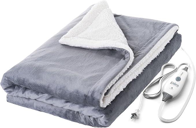 Pure Enrichment WeightedWarmth - 2-in-1 Heated Weighted Blanket, 13 lbs (50” x 60”) Large, 4 Relaxing InstaHeat™ Settings, Cozy and Soft Micromink and Sherpa, Reversible Throw with Storage Bag