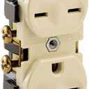 Leviton 15 Amp, 250 Volt, Narrow Body Duplex Receptacle, Straight Blade, Commercial Grade, Self Grounding, Canadian, 5028-I, Ivory