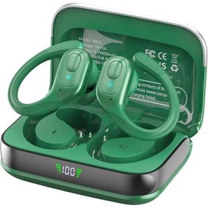 Wireless Earbuds Bluetooth 5.4 Headphones, Noise Canceling Ear Buds with 75hr Playtime, LED Power Display, IPX7 Waterproof Earphones Over-Ear Earphones for Sports/Workouts