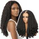 EINAEY V Part Wig Afro Curly Wig, #2 24" Synthetic V Part Wig for Black Women, Kinky Curly V Part Wig with Curly Ends Wear and Go Glueless