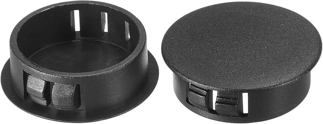 PATIKIL 30mm (1.2") Plastic Hole Plugs, 20Pcs Flush Type Round Hole Plugs Cover Snap in Locking Hole Tube for Table Kitchen Cabinet Furniture, Black
