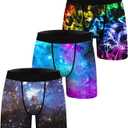 3 Pack Men's Novelty Boxer Briefs Funny Boxer Shorts Hilarious Gag Gifts Christmas Underwear for Men No Fly XL Color: 02-purple Star/Cyan Star/Color Smoke