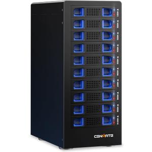 CENMATE 10 Bay Hard Drive Enclosure with Cooling Fan for 2.5/3.5" SATA HDD/SSD with USB A/C 3.0 Cable, 3.5 Hard Drive Enclosure Supports 200TB Capacity, Tool-Free HDD Enclosure, DAS(NO RAID/NAS)