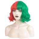 WeKen Half Red and Green Wig for Women Cosplay Halloween Costume Synthetic Wigs for Christmas Carnival Party