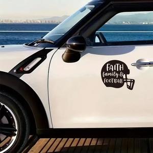 Faith, Family & Football American Football Helmet Shape car Sticker - Inspiring Sports-Themed Car Decal for The Devoted Fan -XY131 (Black)