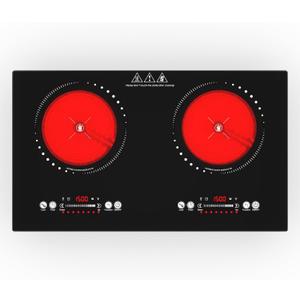 VBGK Electric Cooktop,110V 3000W Electric Stove Top with LED touch Control,8 Power Levels, Kids Lock & 4H Timer,Overheat Protection stove,24 Inch 2 burner cooktop