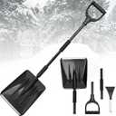 Snow Shovel for Car and Driveway, Upgraded 42.5" Lightweight Aluminum Alloy Foldable Shovel with Ergonomic D-Handle  Portable Emergency Snow Shovel for Garden, Snow Removal & Snowman Making (Black)
