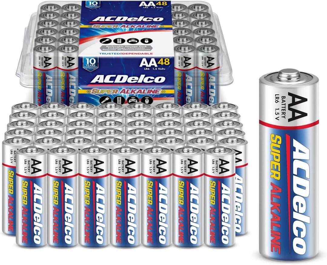 ACDelco 48-Count Double AA Batteries, Maximum Power Super Alkaline Battery, 10-Year Shelf Life, Reclosable Packaging