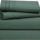 Clara Clark Bed Sheets, Premier 1800 Series Bed Sheet Set, Deep Pocket, Wrinkle, Fade, Stain Resistant, Luxury Soft Bedding Sheets & Pillowcases, Full, Forest Green