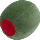 Creative Co-Op Cotton Velvet Olive Shaped Pillow, Green and Red
