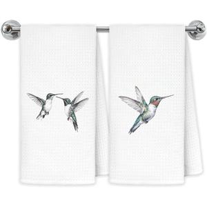 Hummingbirds Kitchen Towels, Hummingbird Gifts for Women Hand Towels for Bathroom Kitchen, Gifts for Bird Lovers Decorative Dish Towels Drying Cloth, 16x24 Inch Set of 2