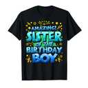Sister of the Birthday Boy Matching Family Sister Party T-Shirt Youth L