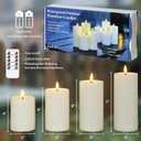 Yeelida Outdoor 4pcs Flameless Waterproof Candles with Handy Remote Control, Cycle Timer Battery Operated Candle Grease Effect LED Flickering Pillar Plastic Long Lasting (Ivory, 3" x4" 5" 6" 7")