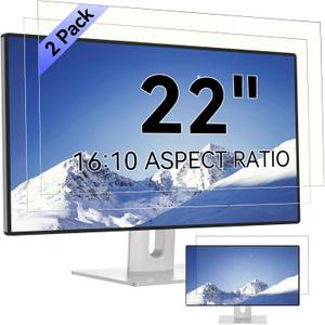 [2-Pack] 22 Inch Computer Blue Light Blocking Screen Protector for 16:10 Widescreen Monitor, Anti Glare Anti-UV Eye Protection Desktop PC LED Monitor Filter, Removable Anti-Scratch Screen Film 22in