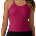 Womens Crop Tank Tops Seamless Yoga Sports Bra Padded Workout Halter Neck Camisole with Built in Bra (Pink, M)