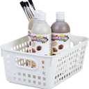 Really Good Stuff Medium Plastic Book Baskets, 11" x 7.5" x 4.5", 6 Pack, White, Versatile Storage Solution for Classroom, Home and Office, Toy Storage, Multi-Purpose