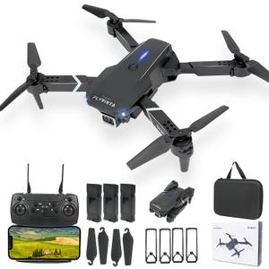 FLYVISTA Mini Drone with Camera for Adults Kids, 1080P WiFi FPV Camera Drone with 3 Batteries, One-Click Take Off/Landing, Altitude Hold, Headless Mode, 360 Flips, 3-Gear Speeds, Emergency Stop, Carrying Case, Toys Gifts for Kids and Adults Beginner
