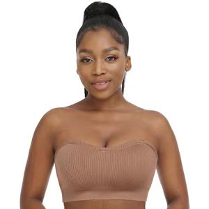 Zimcti Strapless Bras for Women Comfortable Non-Slip Silicone Bandeau Bra Seamless Tube to Bralette, Size L