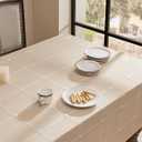 ZeeMart Grid Embroidered Hemmed Tablecloths, Cream 52x52 Inch, Farmhouse Style Heavy Weight Cotton Linen Cream Tablecloths, Boho Plaid Water Resistant Square Table Cloth