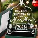 First Christmas Married Ornament 2025, Our First Christmas As Mr & Mrs Gifts, Personalized Wedding Gifts for Couples, Glass Holiday Tree Decorations for Newlyweds  Stocking Stuffer