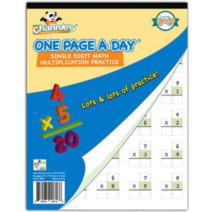Channie's One Page A Day Single Digit (Beginner) Multiplication Math Problem Workbook for 2nd Graders and 3rd Grade Simply Tear Off On Page a Day For Math Repetition Exercise!
