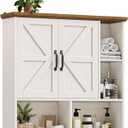 Bathroom Wall Cabinet, Farmhouse Medicine Cabinet with Doors, White & Brown, 31.5 x 29.65 x 7.87 inches