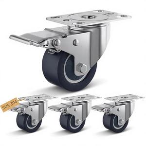 TESUMI 2" Inch Stainless Steel Caster Wheels Maintenance-Free SUS 304 Heavy Duty Casters Set of 4 Total Lock Brake Anti-Corrosion Waterproof Caster Wheels for Restaurants, Hospitals-4 Packs