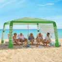 Zeraty Beach Cabana 8'×8', Portable Beach Canopy with Side Wall, UPF 50+ Silver-Coated Beach Tent Sun Shelter Easy Pop Up, Wind Resistant Adjustable Height Beach Umbrella Tent for Family, Green