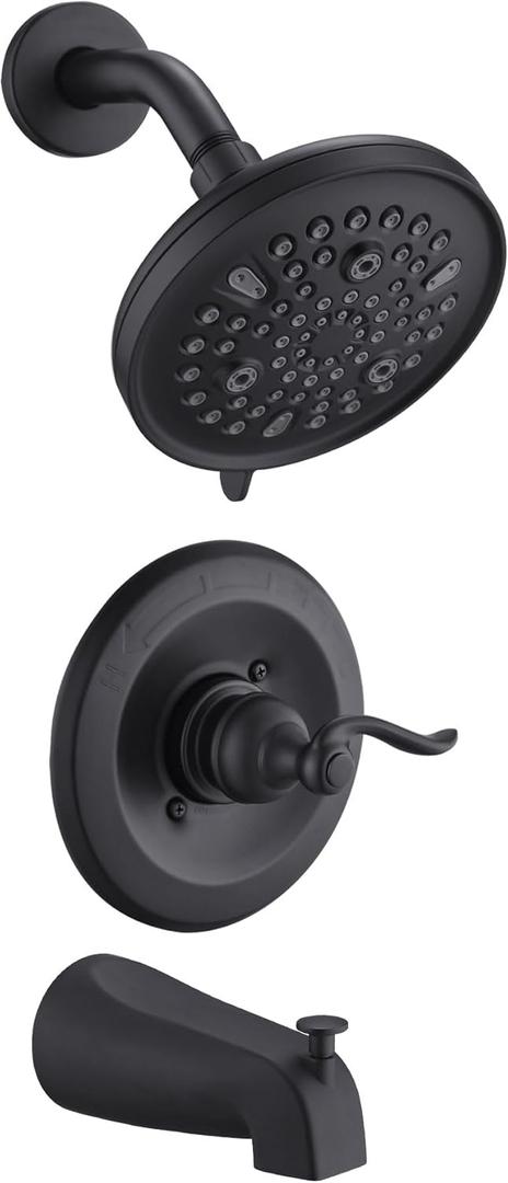 Replacement 9-Setting Shower Faucet Tub Trim Kit for Delta 13/14 Series, with 5.5" Multi-Function High-Pressure Shower Head, Matte Black (Valve Not Included)